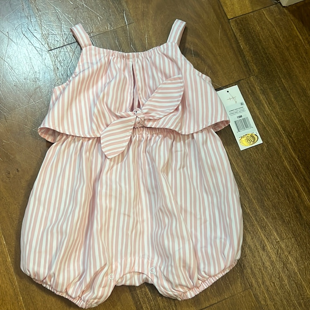 NWT Habitual Kid pink and white striped romper